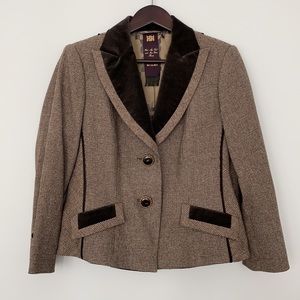 Riani Tweed Plaid Vintage Inspired/Style Blazer in Brown